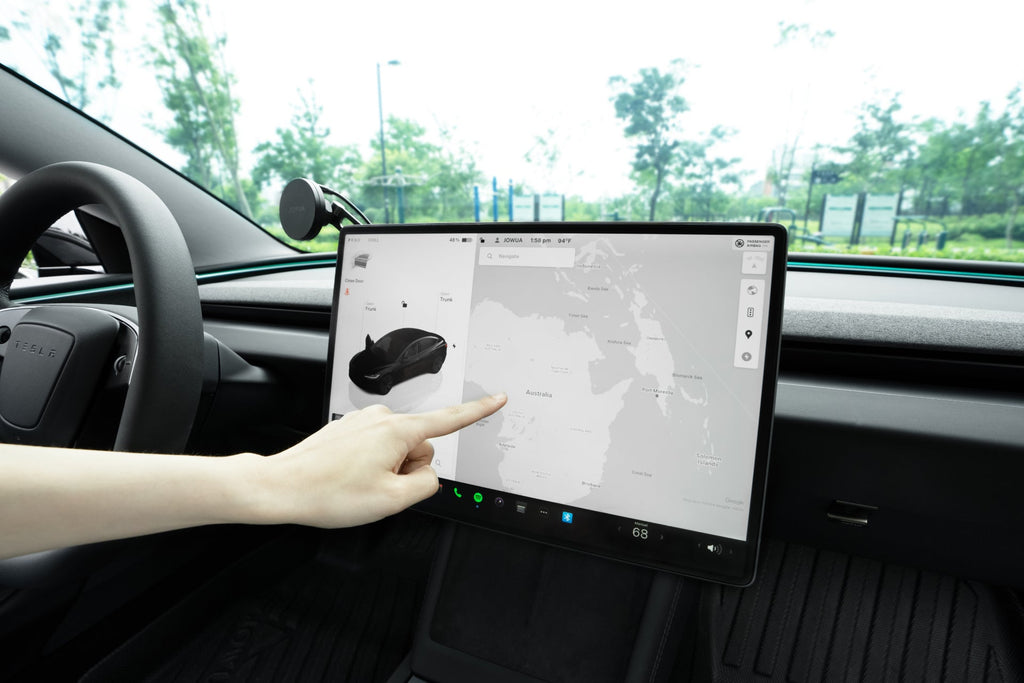 Tesla tempered glass screen protector with anti-glare finish, auto-alignment frame, and installation cleaning kit — view 5