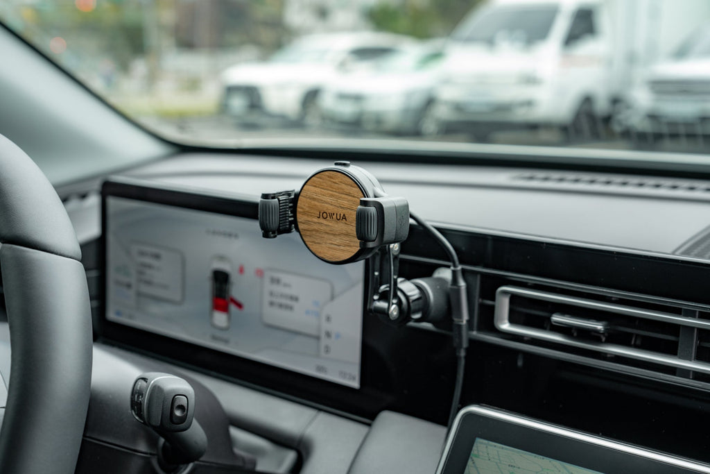 Universal Qi2 wireless car air vent mount with silicone roller clamps and adjustable arm — view 5