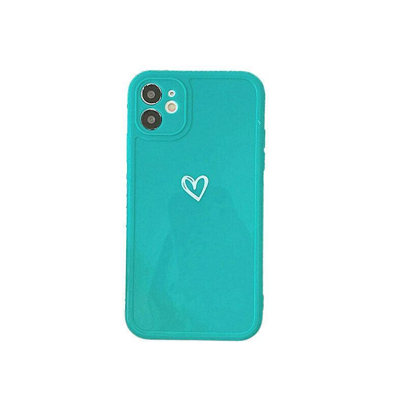 Lake blue shockproof phone case featuring a cute heart pattern in flexible TPU material — view 2