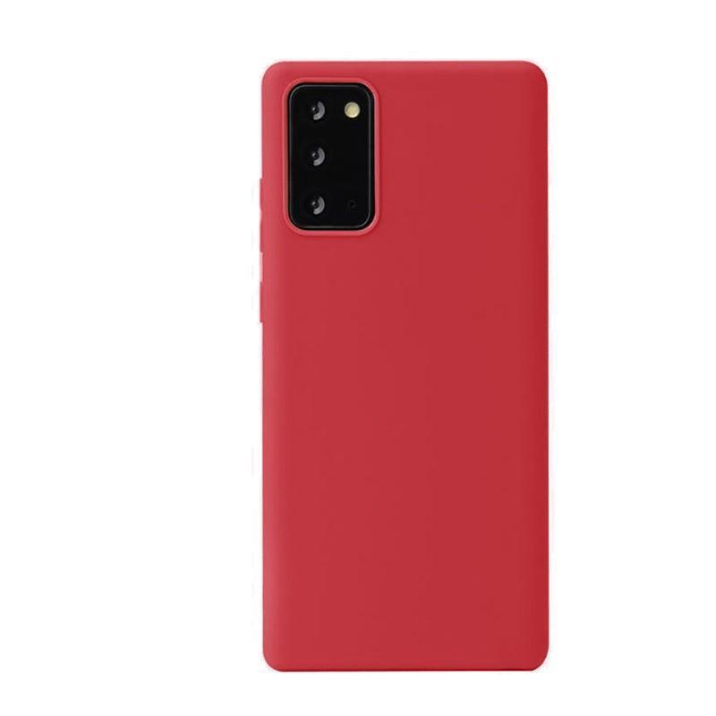 Red shockproof slim phone case for Samsung Galaxy smartphones showing scratch resistant back — view 2