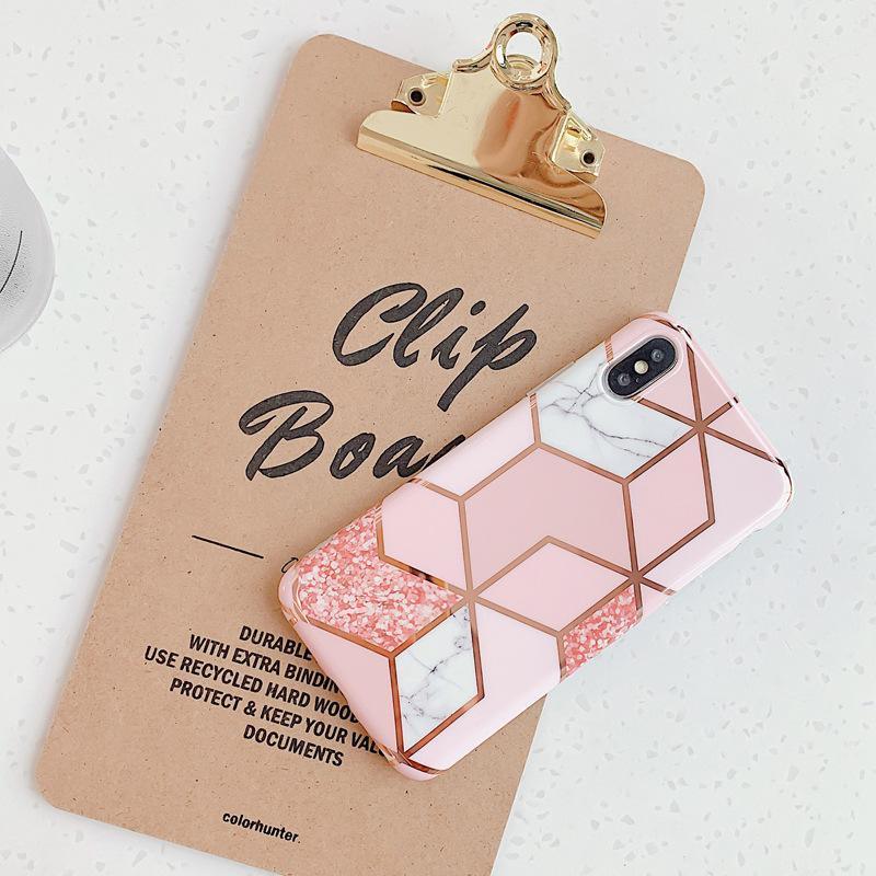 Pink marble silicone shockproof iPhone case with sleek glossy finish and precise cutouts — view 5