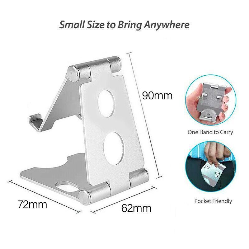 Adjustable aluminum desktop stand for phones and tablets featuring anti-slip silicone pads and charging hole — view 3
