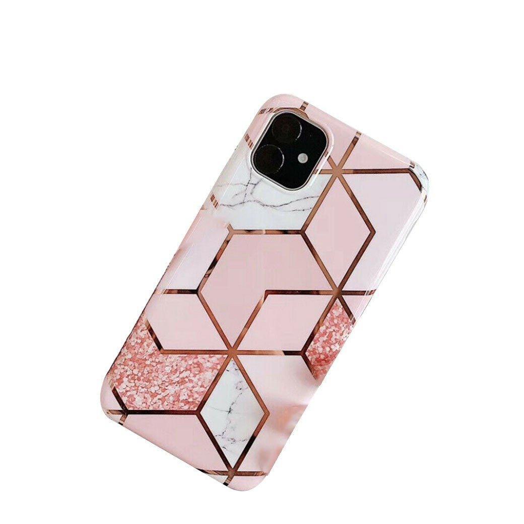 Pink marble silicone shockproof iPhone case with sleek glossy finish and precise cutouts — view 2