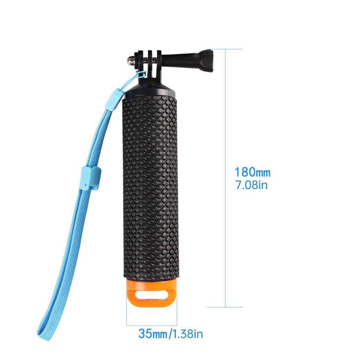 Vibrant floating buoyancy stick for action cameras with textured rubber grip and secure wrist strap. — view 3