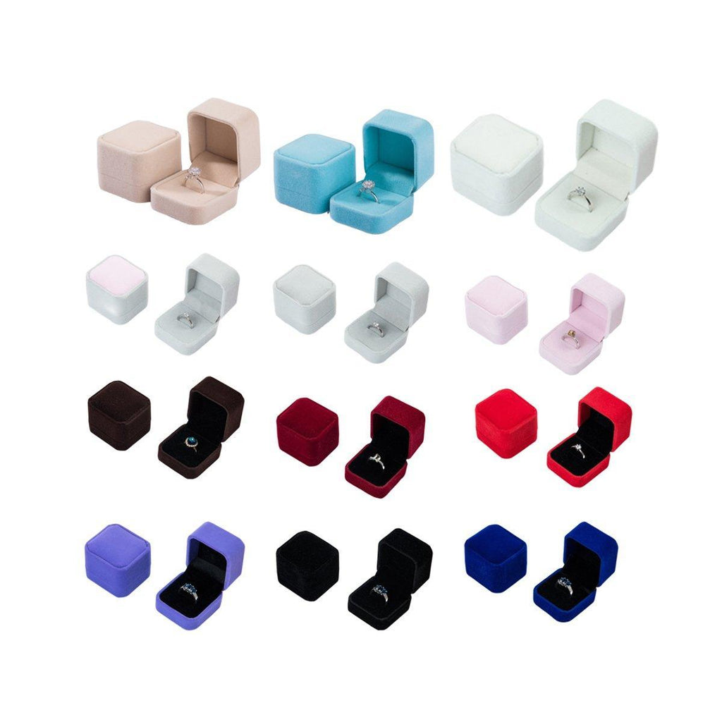 Ten piece soft flannel jewelry box set for rings and earrings in vibrant colors — view 2
