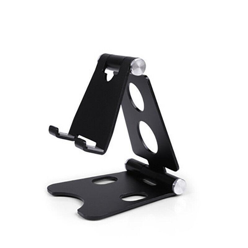 Adjustable aluminum desktop stand for phones and tablets featuring anti-slip silicone pads and charging hole — view 2