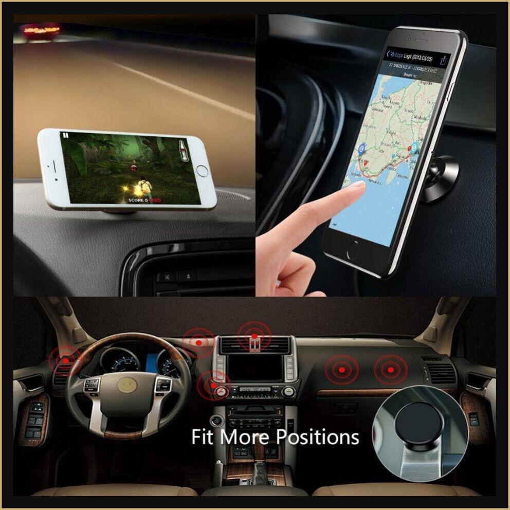 Magnetic car air vent phone mount in silver finish with secure clip and universal metal plate — view 5
