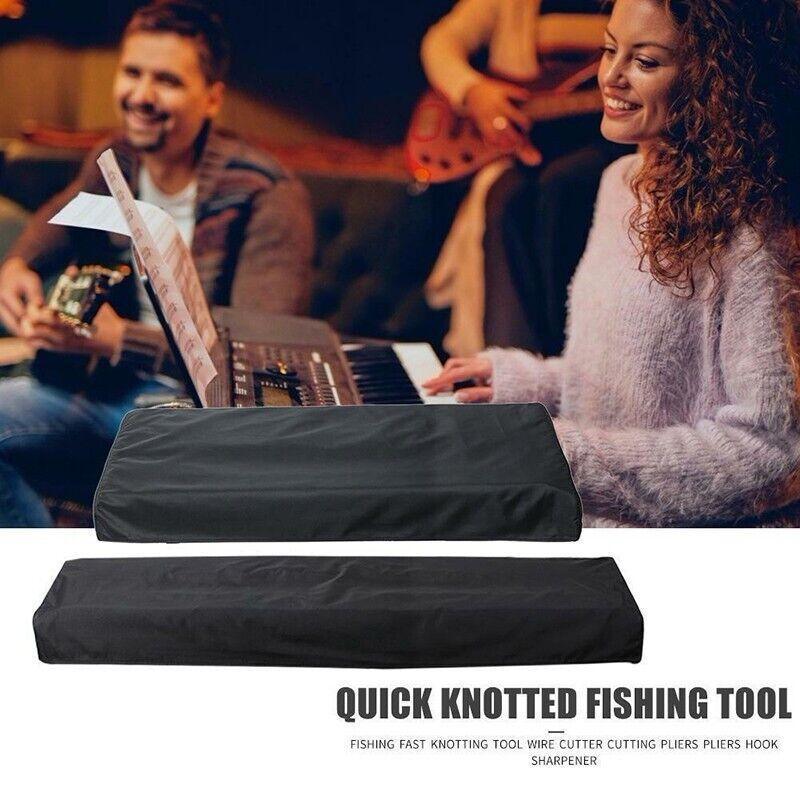 Black dust cover protecting an electronic keyboard, available in 61-key and 88-key sizes for digital pianos — view 3