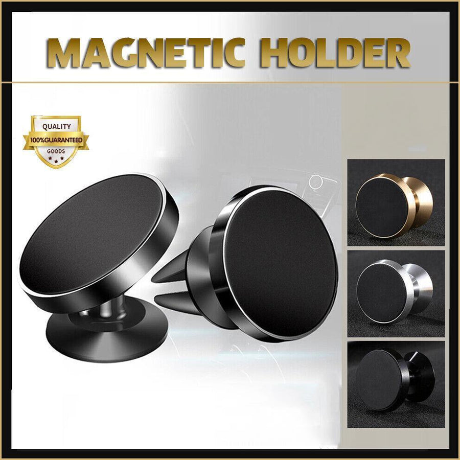 360 Degree Rotating Cell Phone Holder Car Magnetic Mount Air Vent Silver Clip On