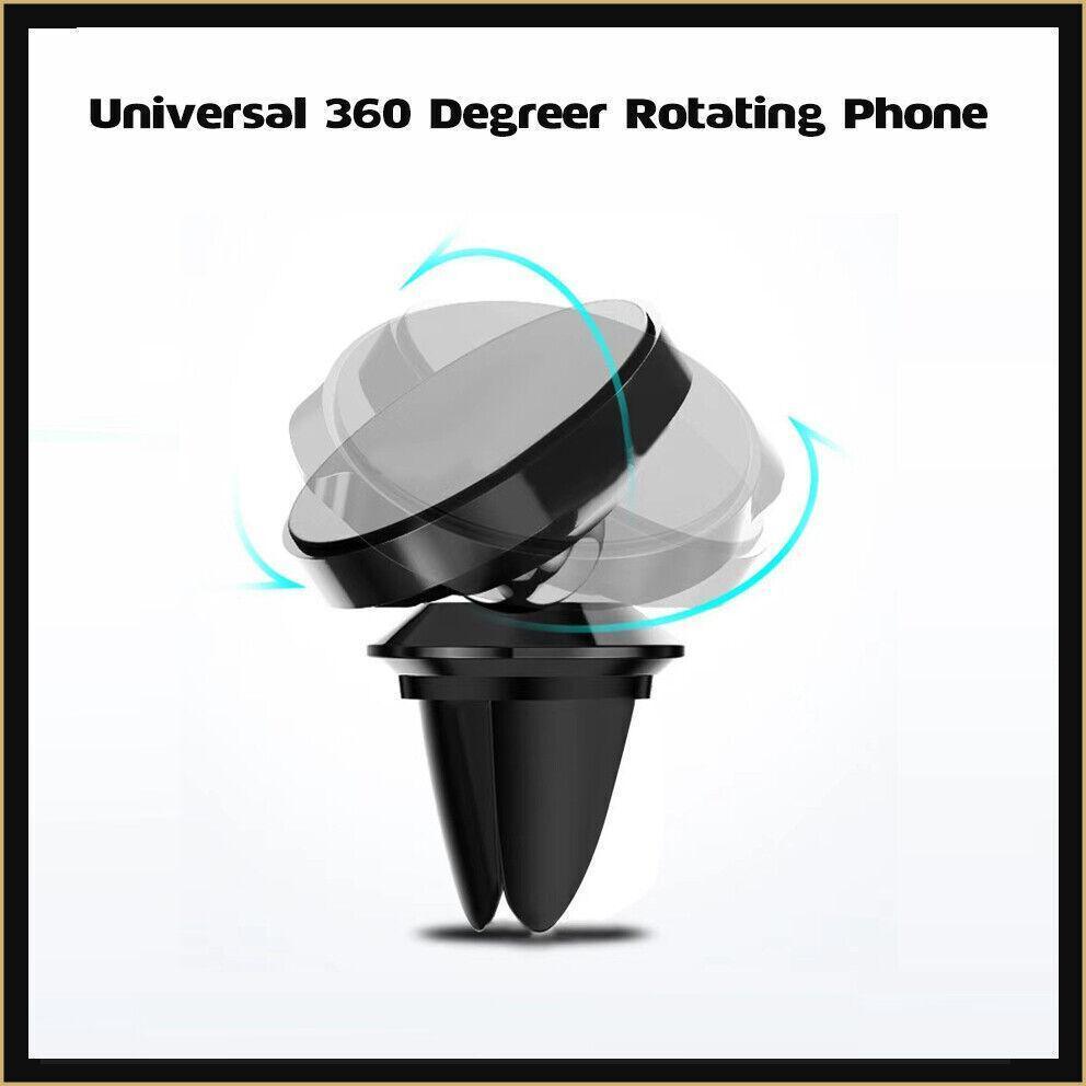 Magnetic car air vent phone mount in silver finish with secure clip and universal metal plate — view 4