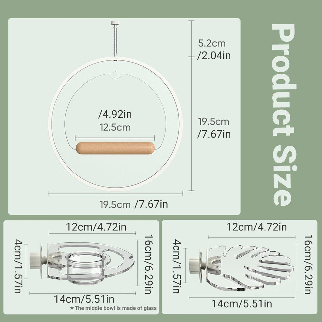 Clear acrylic bird stand with natural wooden perch for parrot and budgie cages — view 3