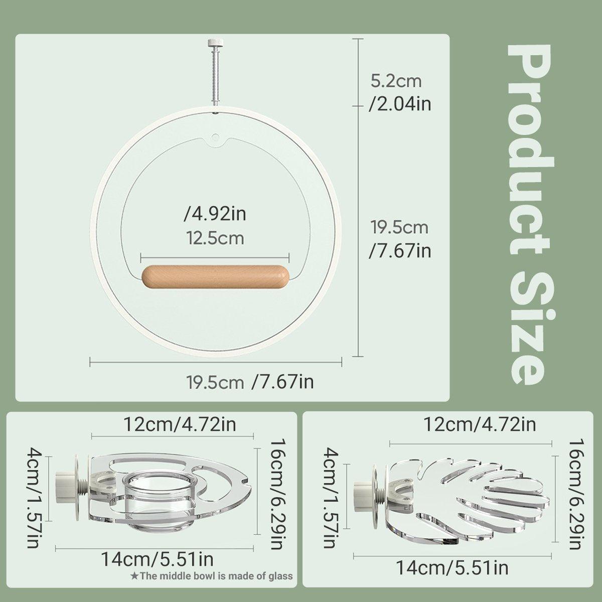 Clear acrylic bird stand with natural wooden perch for parrot and budgie cages — view 3