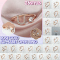 Adjustable rose gold open initial ring with sparkling zircon embellishments for women