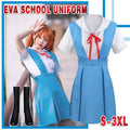 Neon Genesis Evangelion school uniform cosplay costume set featuring a tailored shirt and pleated dress
