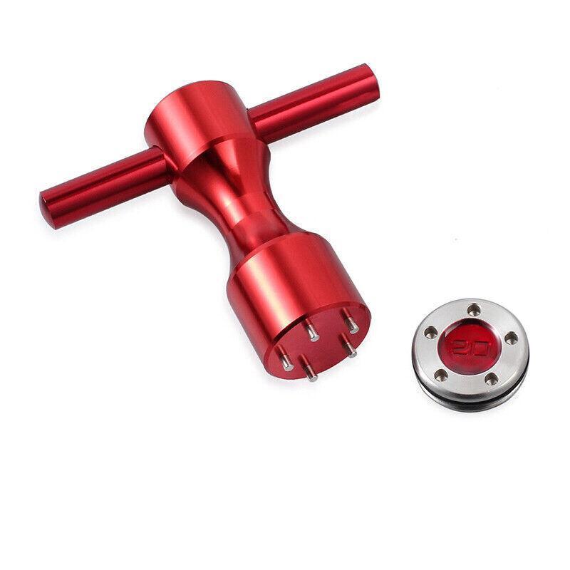 Custom golf putter weights set with red aircraft aluminum wrench and stainless steel adjustment tools — view 4