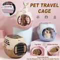Spacious plastic dog and cat travel carrier with removable sunroof and built in food bowls