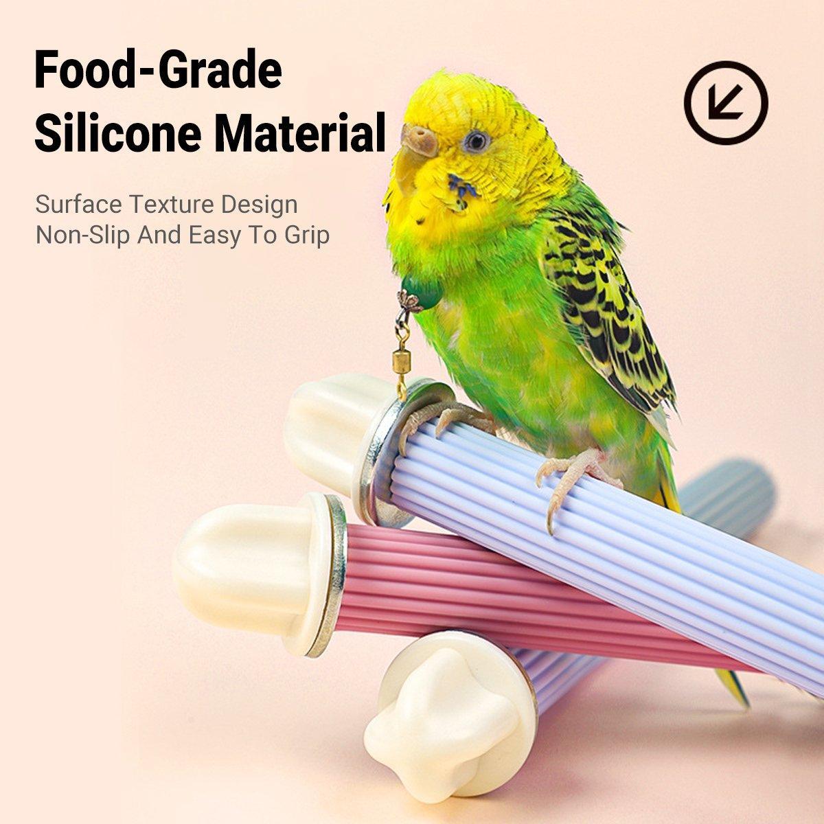 Non-slip silicone bird perch with trendy colour blocking design for parrot and budgie cages. — view 4