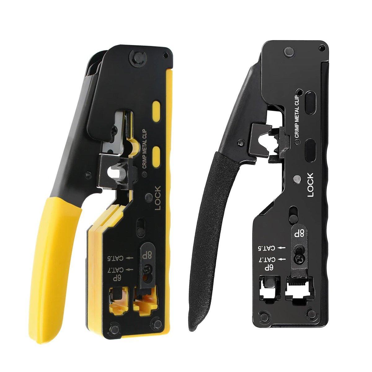 Multi-function network cable crimping tool in high-carbon steel with an ergonomic non-slip grip handle. — view 2
