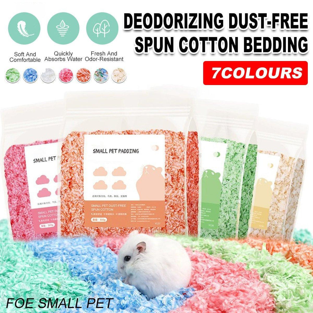 Premium spun cotton hamster bedding in vibrant colors for clean and cozy small pet habitats