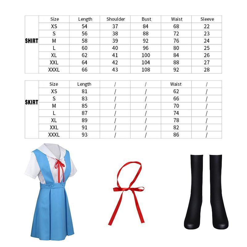 Neon Genesis Evangelion school uniform cosplay costume set featuring a tailored shirt and pleated dress — view 4