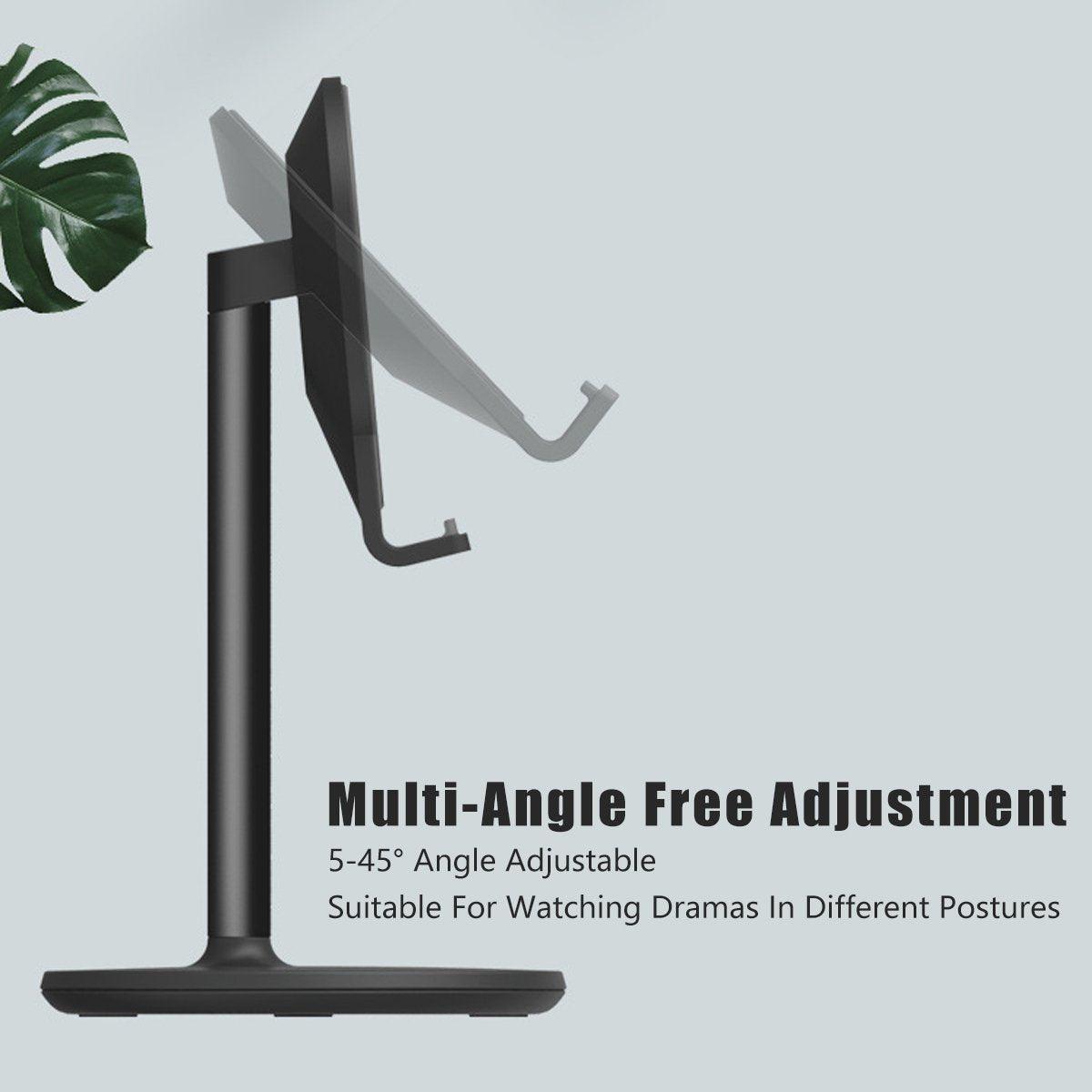 Adjustable aluminum desktop phone and tablet stand with telescopic arm and silicone padding for device protection — view 5