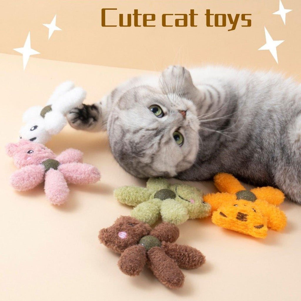Plush cat teething chew toy in cute animal shape with catnip filling for kittens. — view 4