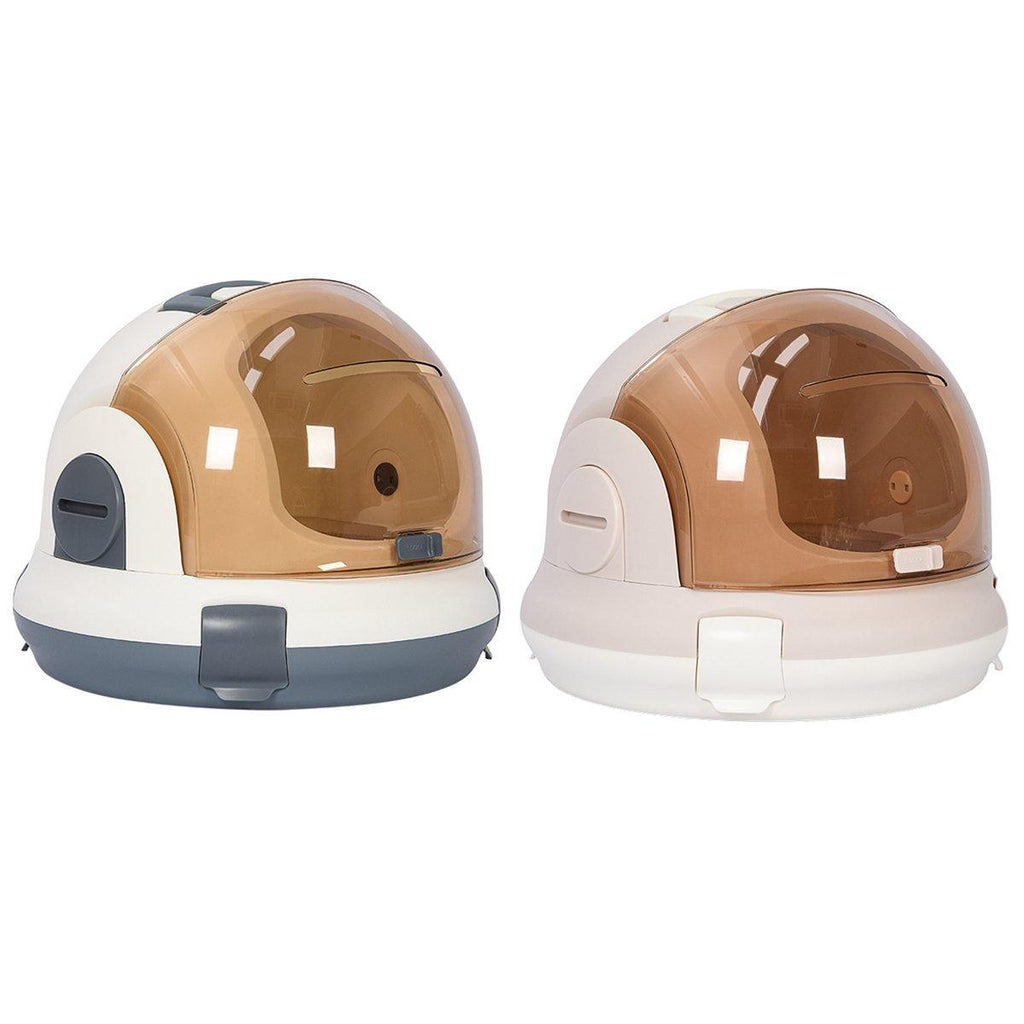 Portable cat carrier space capsule with transparent dome and breathable vents in durable pet-safe plastic — view 2