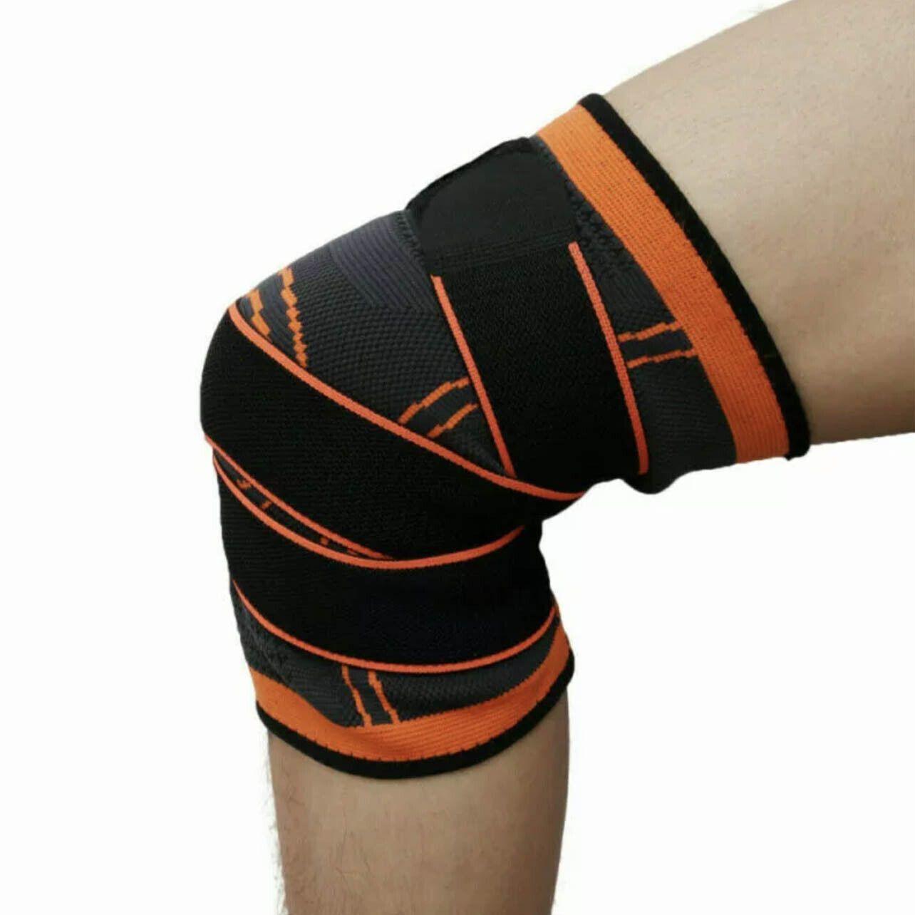 Orange breathable 3D compression knee brace support sleeve for sports and arthritis pain relief — view 2