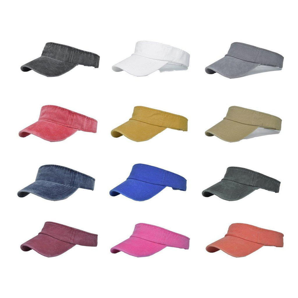Unisex washed denim sun visor cap with adjustable strap and wide brim for outdoor sports — view 2