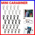 10-piece black and silver mini alloy carabiner keychain set with durable snap spring clip hooks