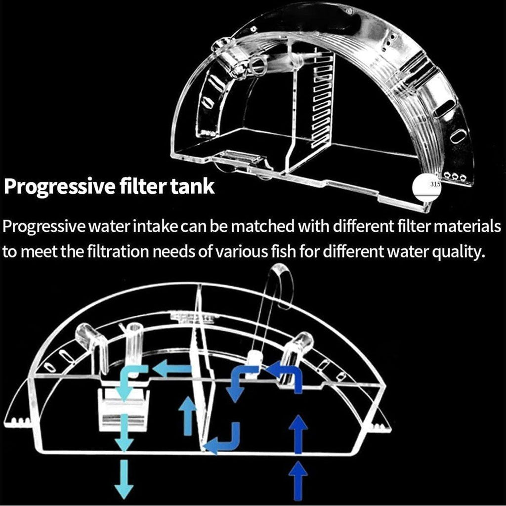 Transparent acrylic round fish tank external trickle filter box for quiet water purification — view 4