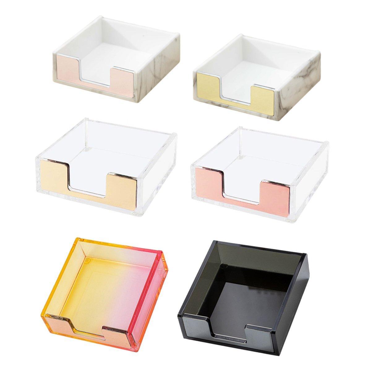 Desktop sticky note box organiser in stylish acrylic holding memo pads and office desk accessories — view 2