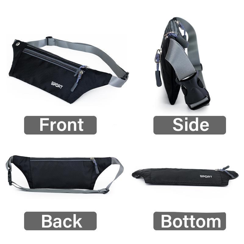 Waterproof running belt waist bag with secure zip pouch in assorted bright activewear colors — view 3