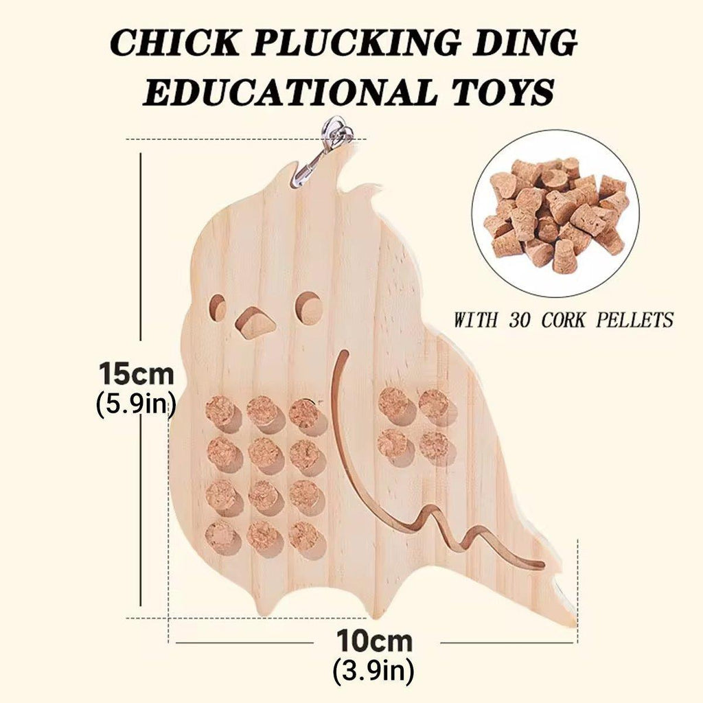 Natural wood parrot chew toy hanging puzzle cage accessory with secure metal attachment clip. — view 4