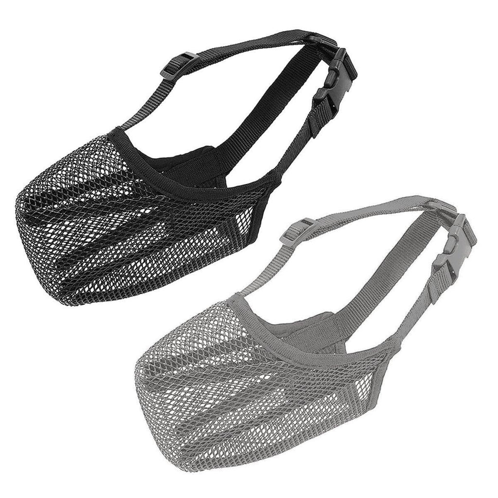 Adjustable mesh dog muzzle in black lightweight breathable mouth cover for safe pet grooming walking — view 2