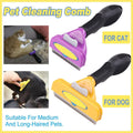 Ergonomic pet hair removal brush with stainless steel deshedding teeth and durable plastic handle