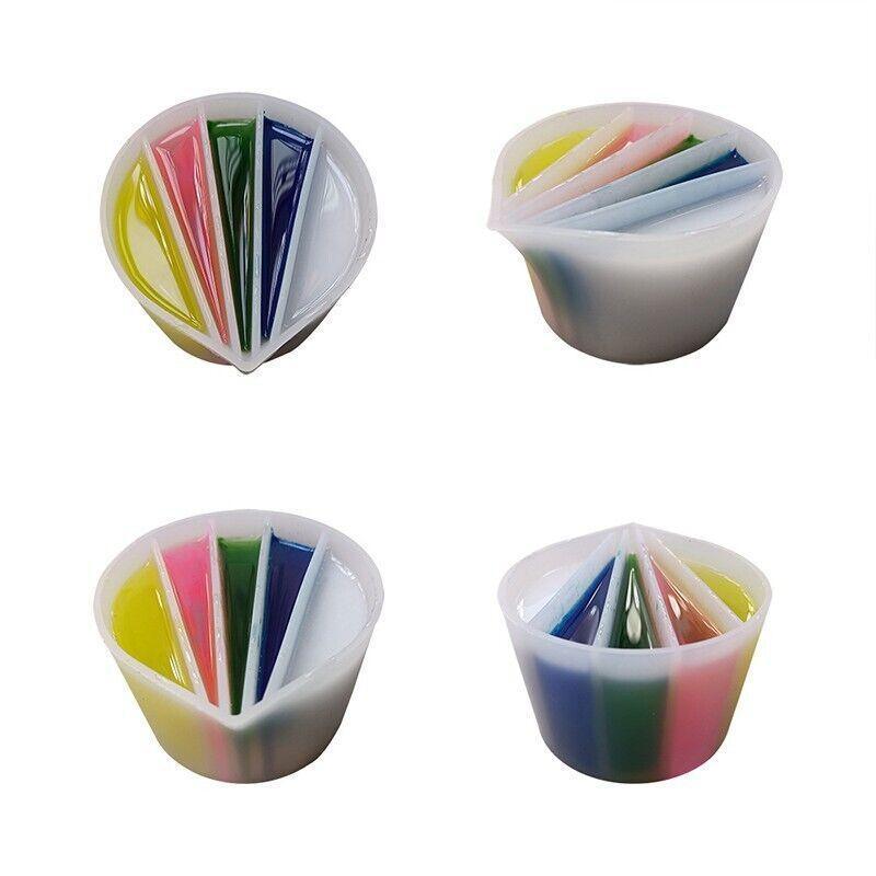 White silicone split pouring cup tool for acrylic paint and epoxy resin fluid art crafts — view 2
