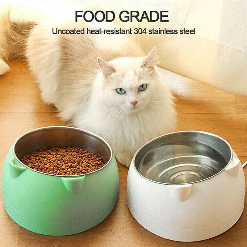 Raised stainless steel pet bowl with a 15-degree tilted colorful plastic base for easy feeding. — view 5
