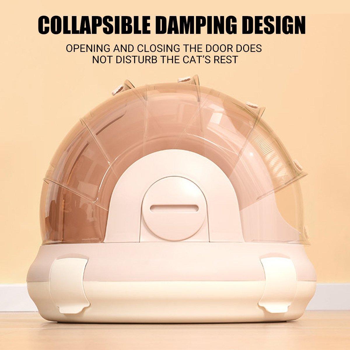 Portable cat carrier space capsule with transparent dome and breathable vents in durable pet-safe plastic — view 5