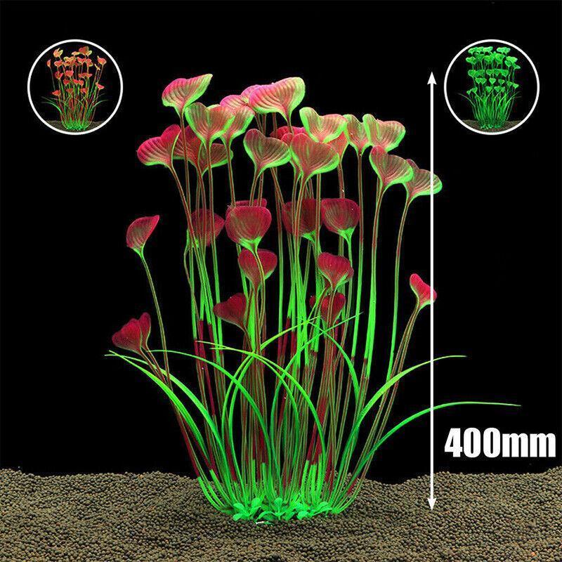 40cm artificial water plant for aquarium decoration available in vibrant pink green and red colors — view 5