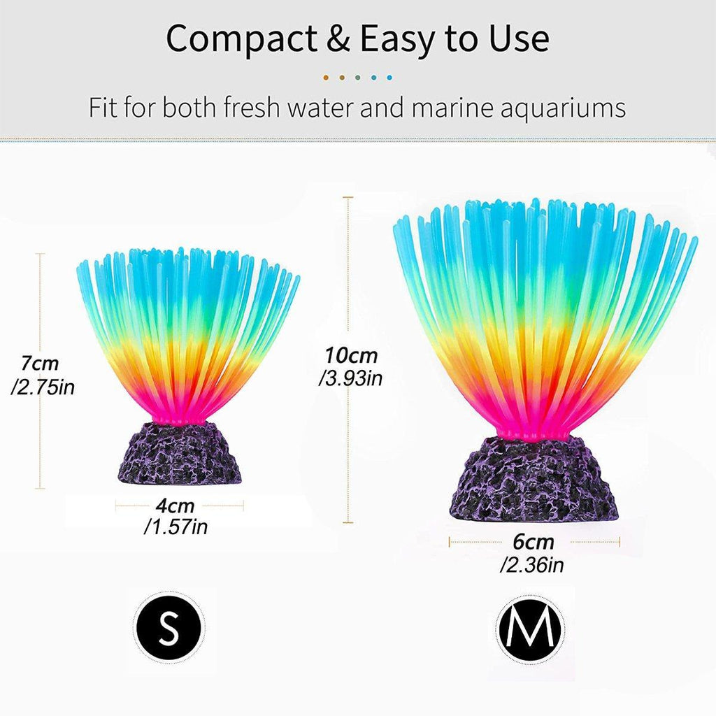 Glowing artificial lotus coral aquarium decoration made of vibrant multicoloured silicone on a resin base — view 3