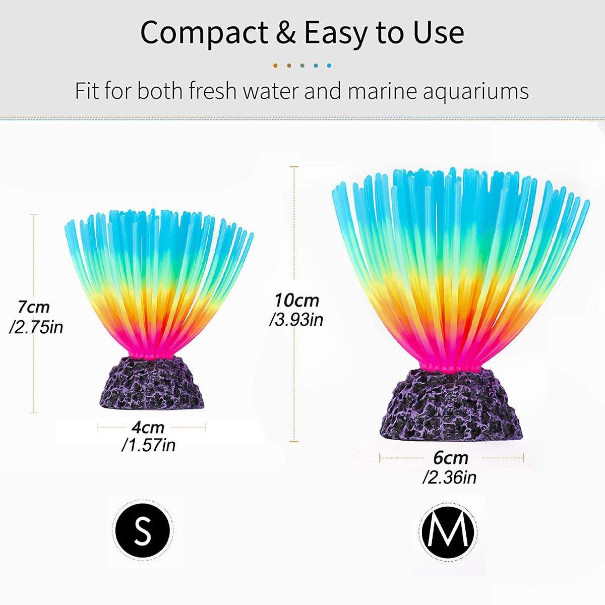 Glowing artificial lotus coral aquarium decoration made of vibrant multicoloured silicone on a resin base — view 3