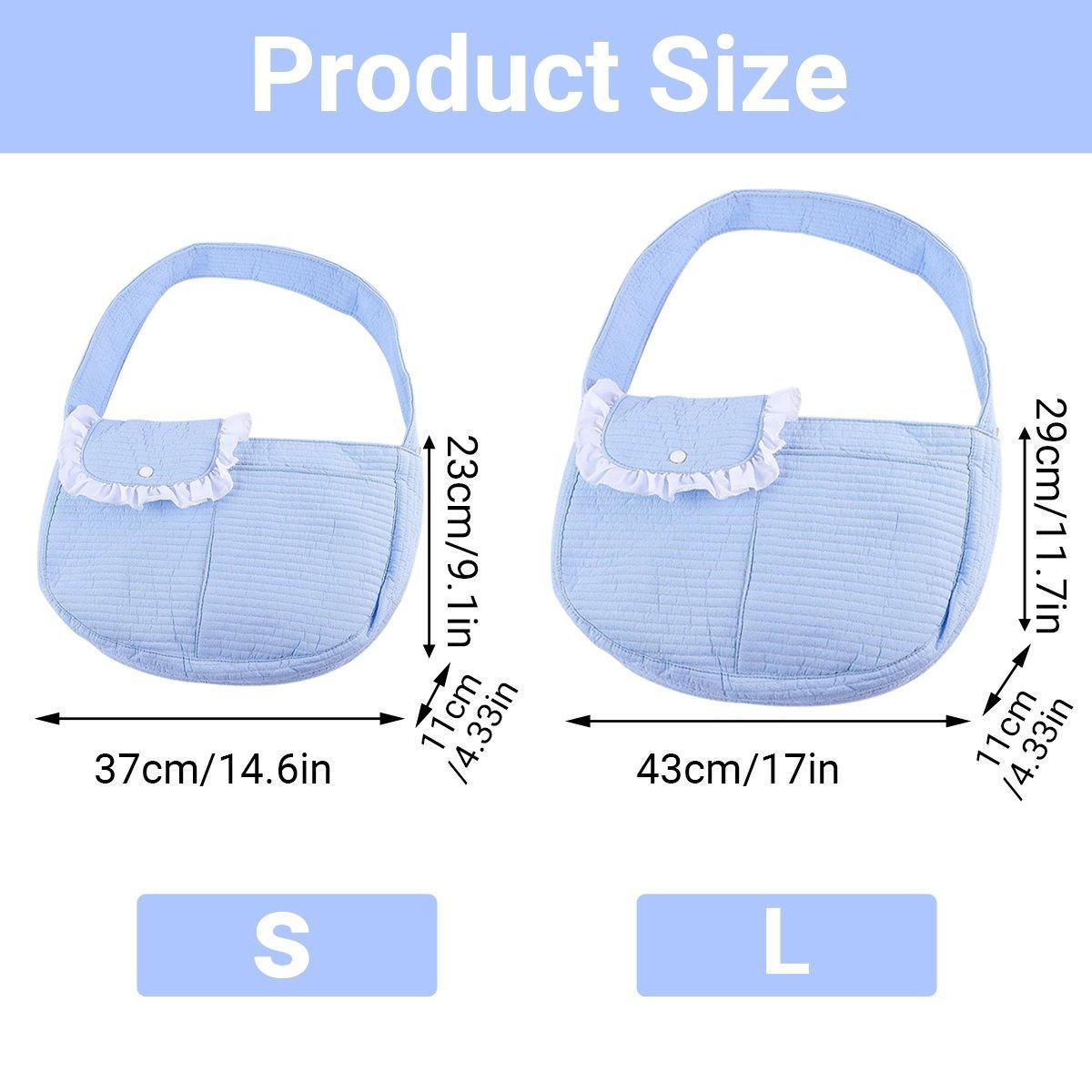 Blue canvas crossbody cat carrier bag with wide shoulder strap and secure internal safety hook — view 3