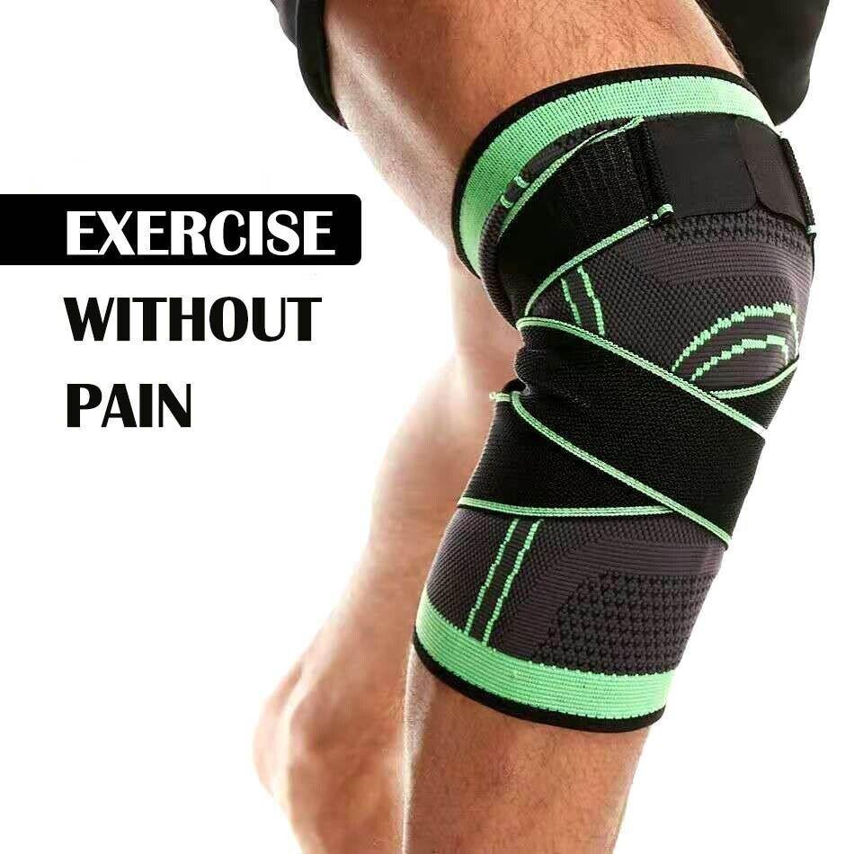 Green 3D compression knee brace support sleeve for sports and arthritis pain relief — view 3