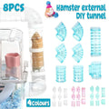 Eight-piece colorful plastic hamster tunnel set for small pet habitat expansion and exercise