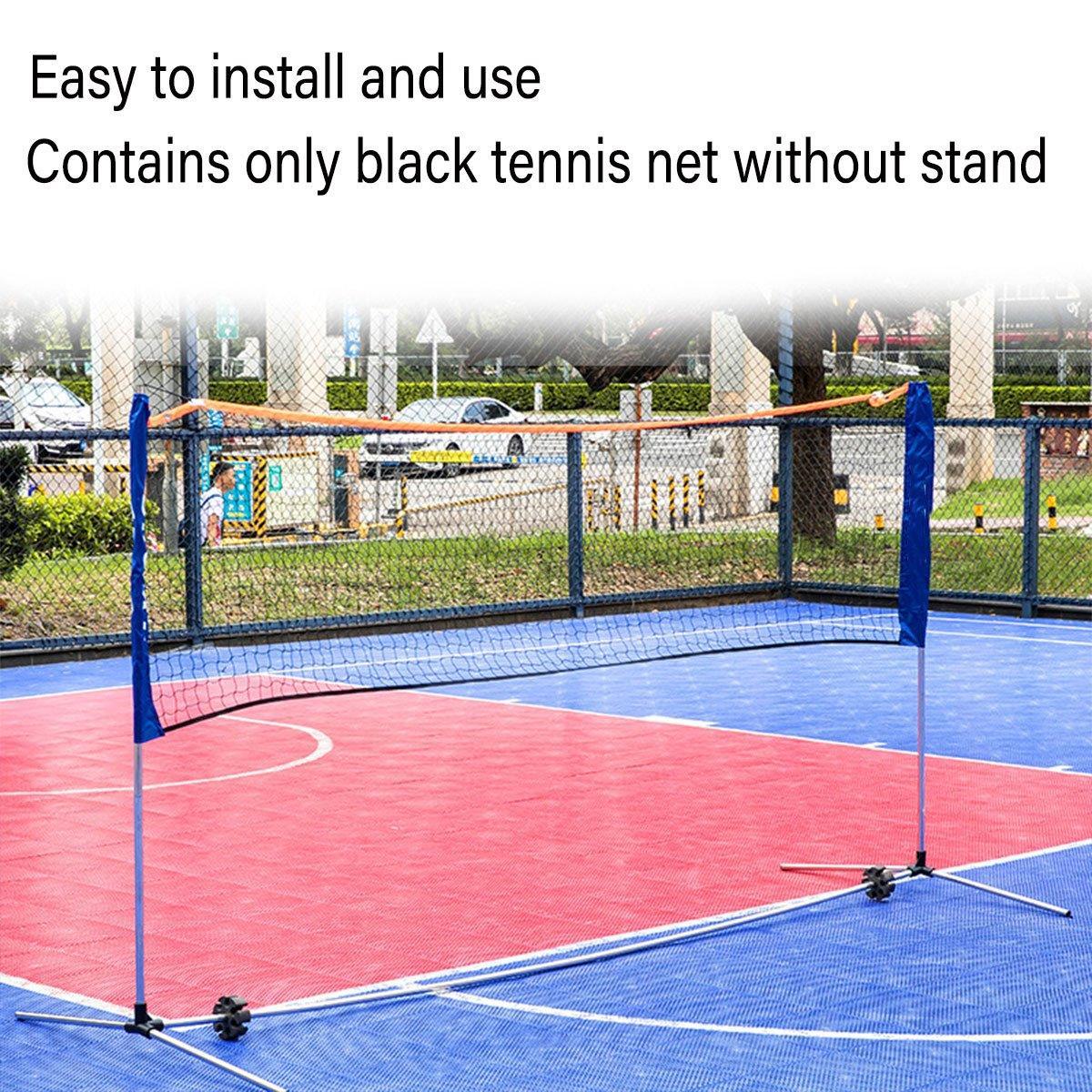 Portable outdoor badminton net in black and blue, folded and displayed without a supporting stand — view 4