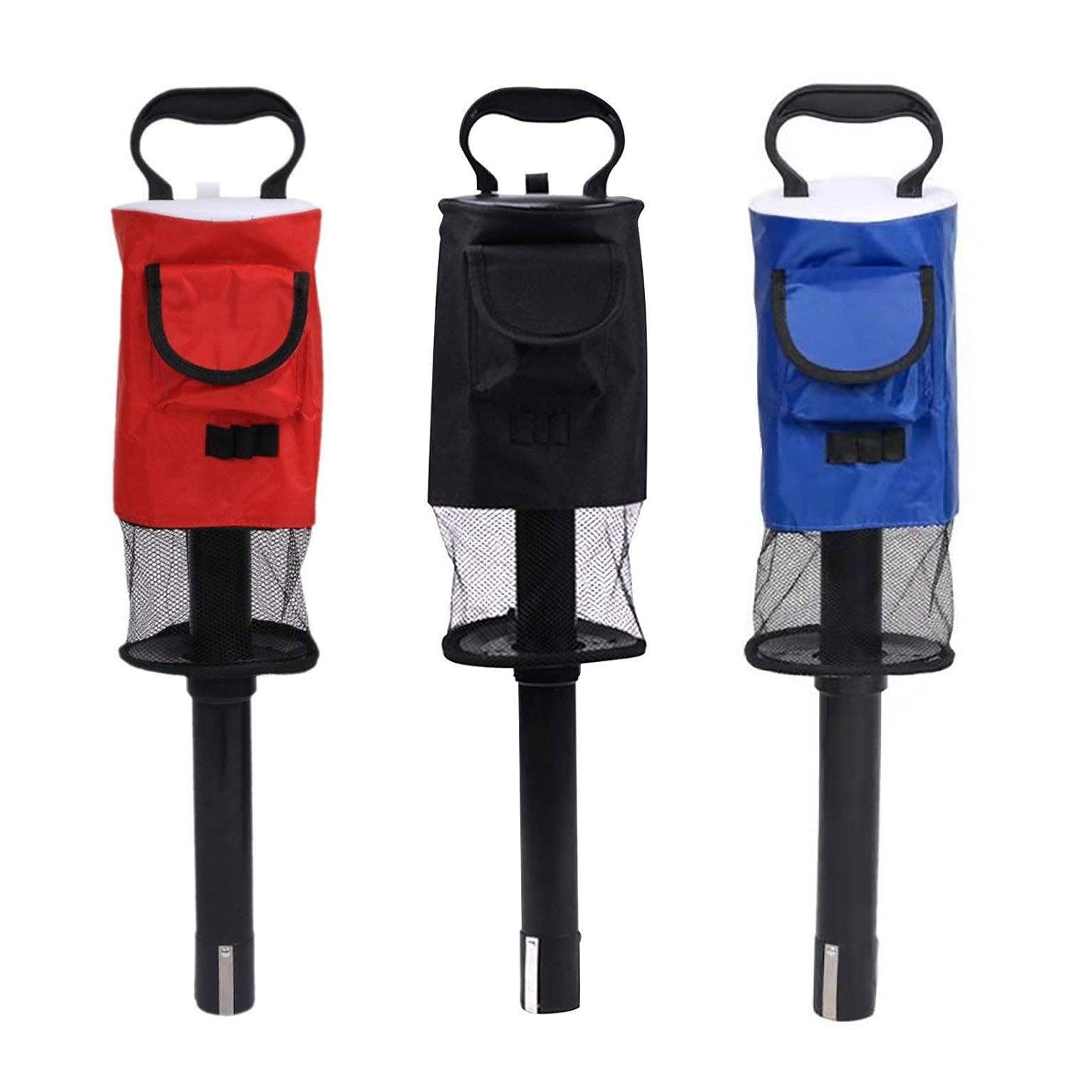 Portable mesh golf ball pickup tube retriever tool with comfortable ergonomic grip handle — view 2