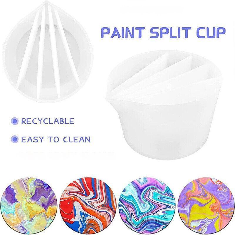 White silicone split pouring cup tool for acrylic paint and epoxy resin fluid art crafts — view 4