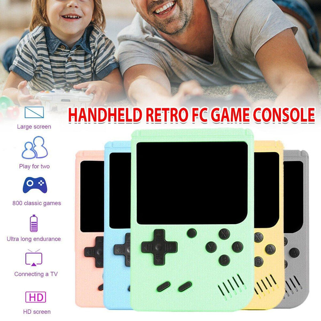 Handheld retro game console with 3-inch colour screen and directional control pad