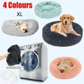 Aimall plush calming donut pet bed with washable zipper cover in light grey.